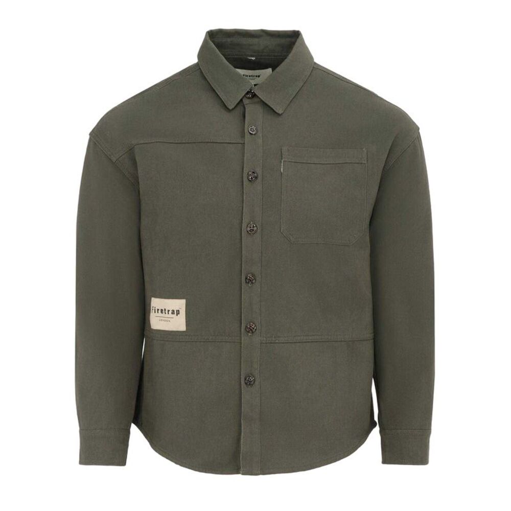 Firetrap Mens Logo Heavy Long-Sleeved Shirt / Gray